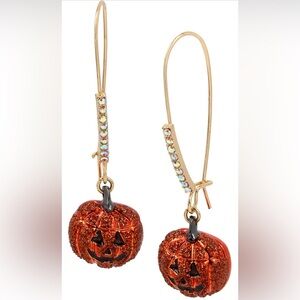 NWT Betsey Johnson Pumpkin Dangle Earrings with Gift Box